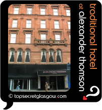 Top Secret Glasgow lozenge showing exterior. Caption: traditional hotel