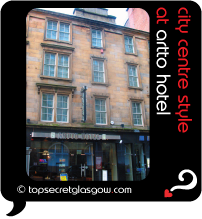 Top Secret Glasgow Quote Bubble showing hotel exterior.
Caption: city centre style
