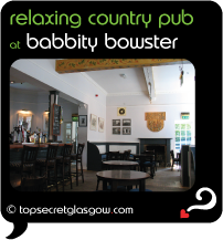 Top Secret Glasgow Quote Bubble showing airy interior.
Caption: relaxing country pub
