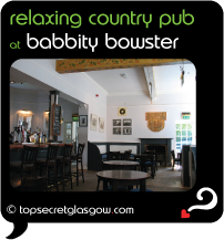 Top Secret Glasgow Quote Bubble showing airy interior.
Caption: relaxing country pub