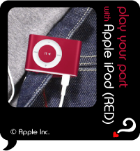 Top Secret Quote Bubble in black, Apple iPod Shuffle (PRODUCT) RED clipped to denim jacket