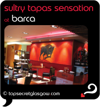 Top Secret Glasgow Quote Bubble showing lovely interior design.
Caption: sultry tapas sensation