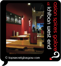 Top Secret Glasgow Quote Bubble showing cool interior dining room.
Caption: asian spices galore
