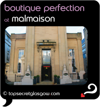 Top Secret Glasgow Quote Bubble showing main facade from across the street,
Caption: boutique perfection