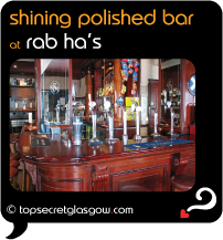 Top Secret Glasgow Quote Bubble showing interior, with bar in foreground.
Caption: shining polished bar