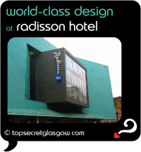 Top Secret Glasgow Quote Bubble showing unusual exterior of front facade.
Caption: world-class design