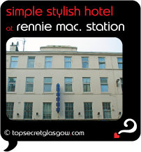 Top Secret Glasgow lozenge showing exterior in sun. Caption: simple stylish hotel
