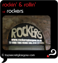 Top Secret Glasgow Quote Bubble showing exterior of main door.
Caption: rockin' & rollin'